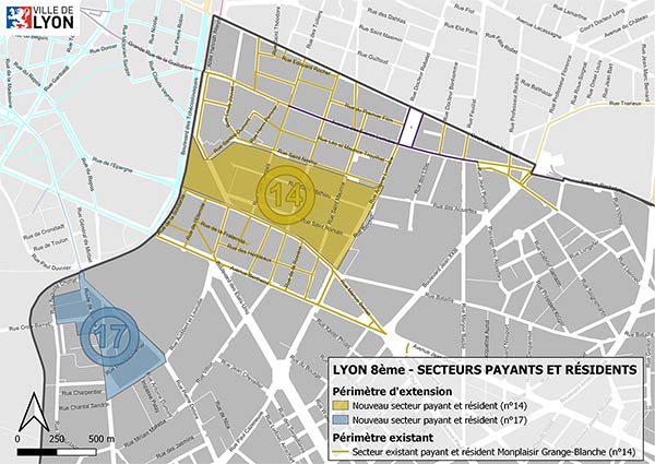 Secteurs payants et résidents 8ème arrondissement