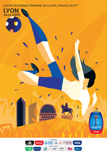 Affiche Coupe du monde féminine de la FIFA, France 2019, Lyon ville hôte